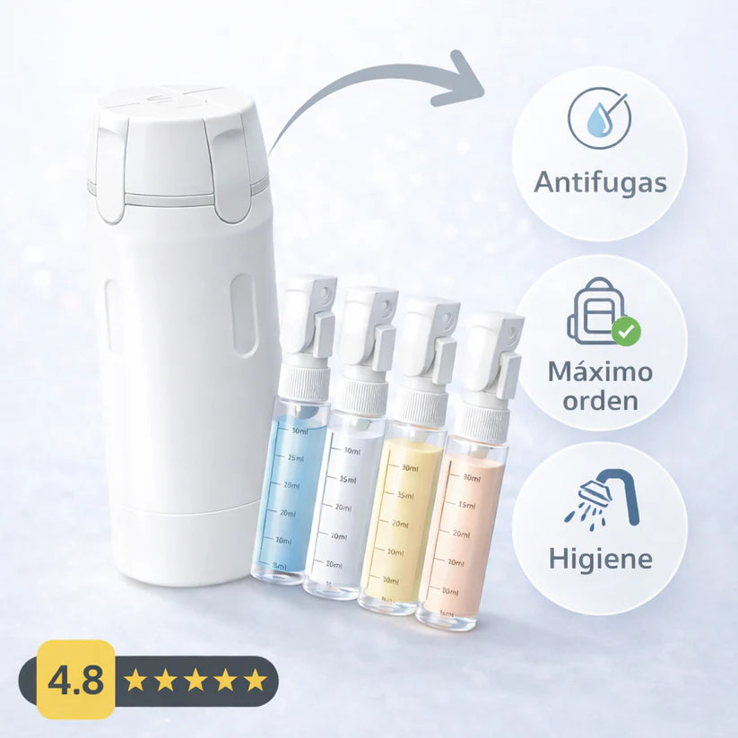 TravelGo™ Dispensador 4 en 1 para Gym, Viajes y Playa