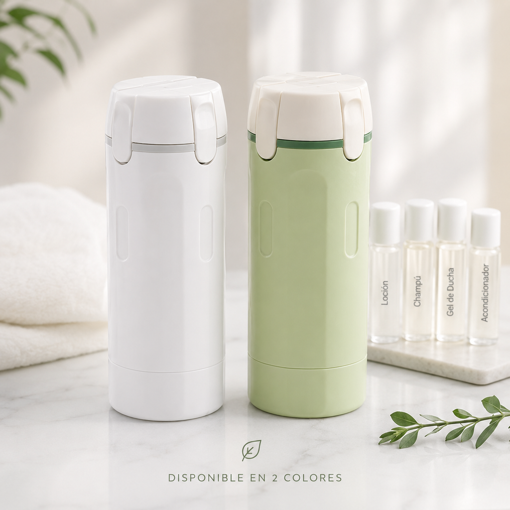 TravelGo™ Dispensador 4 en 1 para Gym, Viajes y Playa